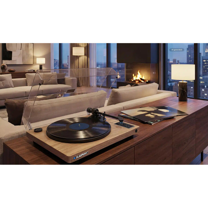 Gramofon automatyczny winylowy Blaupunkt, BT, USB, wkładka Audio-Technica, obsługuje płyty 7" i 12", Varsovia AT100BT