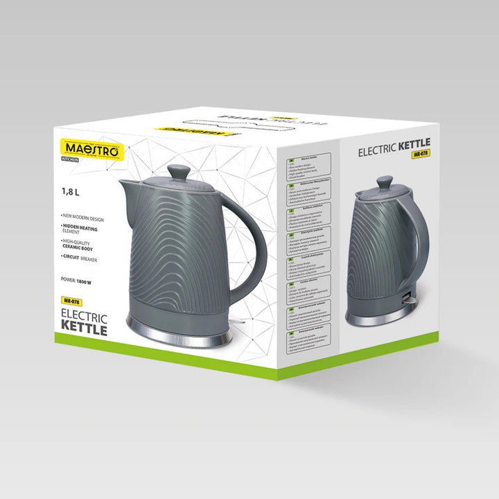 Czajnik elektryczny Maestro, pojemność 1,8L, moc 1800W, funkcja utrzymania temperatury, filtr Anti-Calc, MR-078