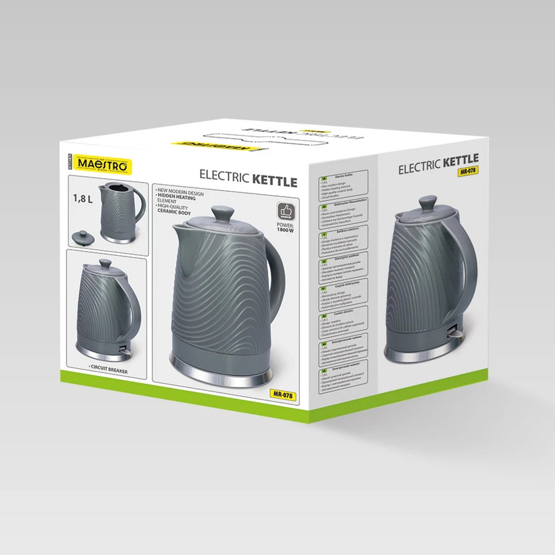 Czajnik elektryczny Maestro, pojemność 1,8L, moc 1800W, funkcja utrzymania temperatury, filtr Anti-Calc, MR-078