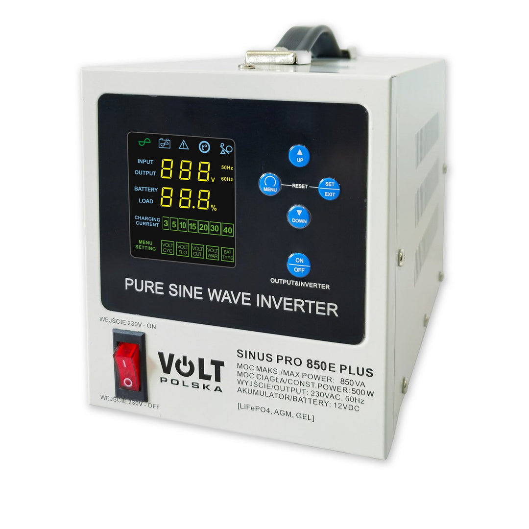 Zasilacz awaryjny Sinus Pro 850 E Plus, 12/230V, moc stała 500W, moc całkowita 850VA, 3SPM08012M