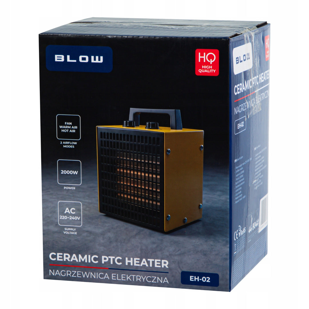 Nagrzewnica Blow, moc 2000W, 2 poziomy grzania, regulowany termostat, zabezpieczenie przed przegrzaniem, 44-904#
