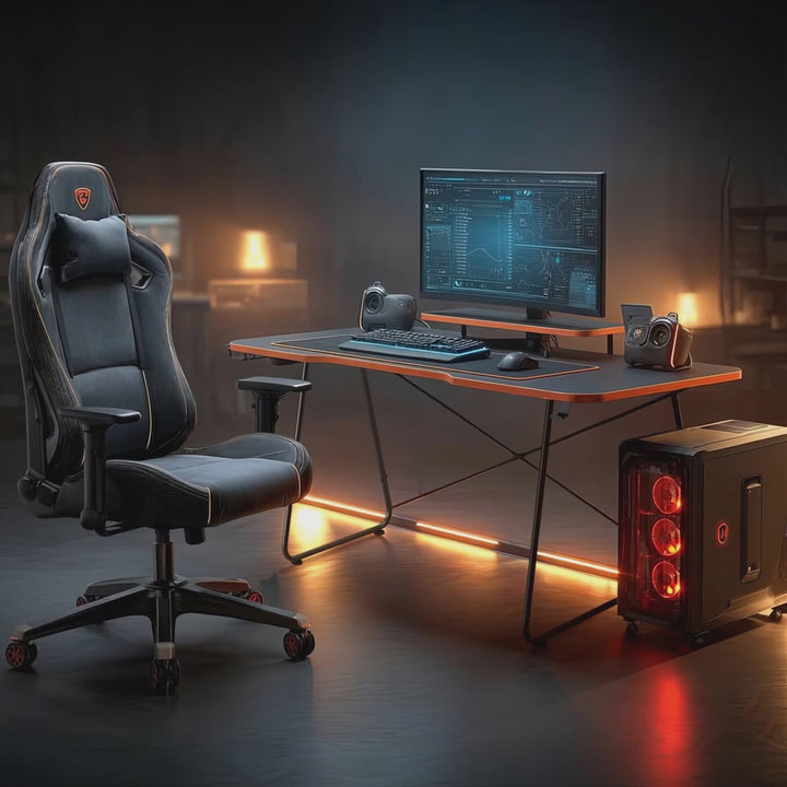 Biurko gamingowe z półką na monitor NanoRS, 50kg max, wysokość 850mm, czarne, RS170