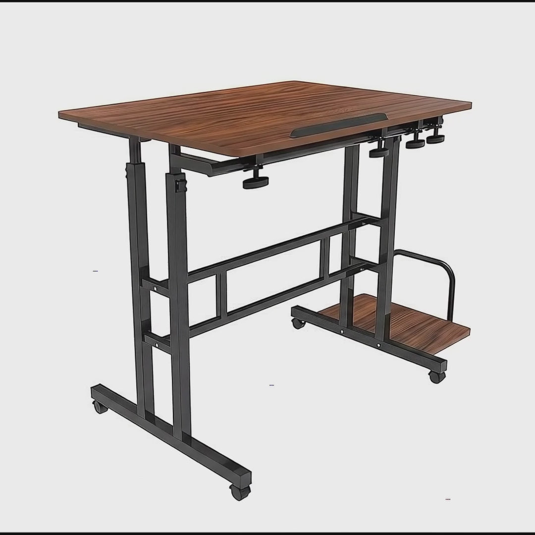 Mobilne biurko stolik na laptop Maclean, czarne, blat 80x60cm, 50kg max, regulacja wysokości 67-115 cm, MC-124 B