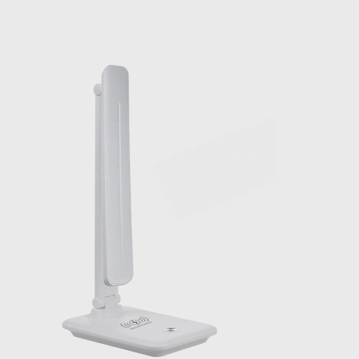 Lampka biurkowa LED Maclean, max. 9W, 220-240V AC, możliwość zmiany barwy, ściemnialna, ładowarka bezprz., 450lm, MCE616 W