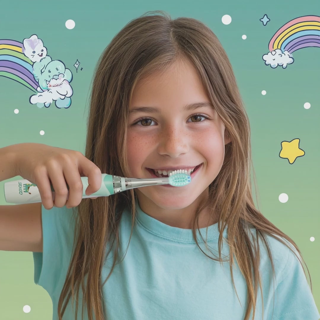 Szczoteczka soniczna dla dzieci SEAGO, kolor zielony, 1xAAA 1,5V (brak w zestawie), 3 końcówki, SG-977 Green