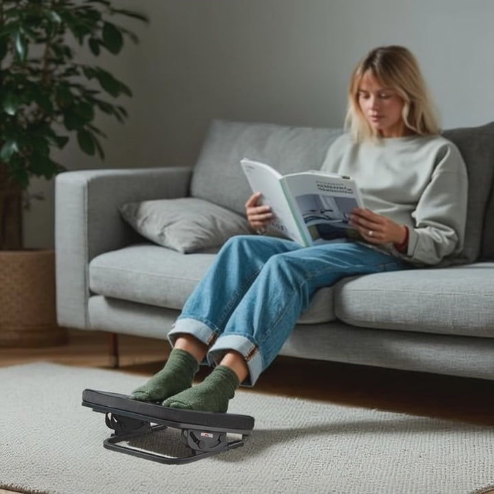 Podnóżek ergonomiczny Maclean, podstawka pod nogi, płynnie regulowany kąt nachylenia, zdejmowalna poduszka, MC-460