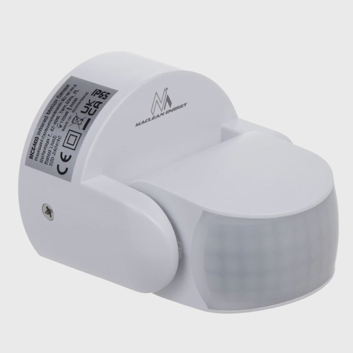Czujnik ruchu PIR Maclean, na podczerwień, IP65, biały, zasięg 12m, max. obiążenie 600/1200W, MCE468 W