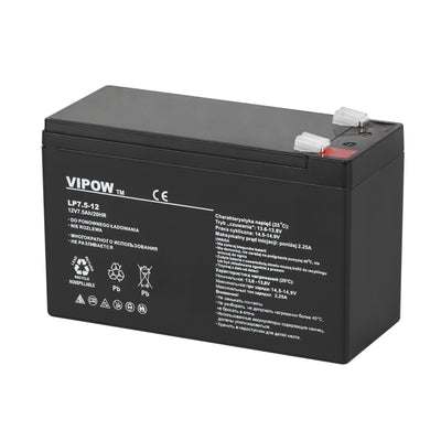 Akumulator żelowy Vipow, bezobsługowy, długa żywotność, 12V 7,5Ah