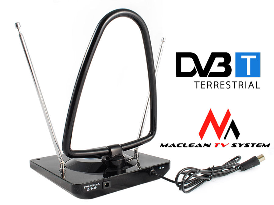 Antena DVB-T/T2 HEVC pokojowa MCTV-963 z wzmacniaczem, radio FM