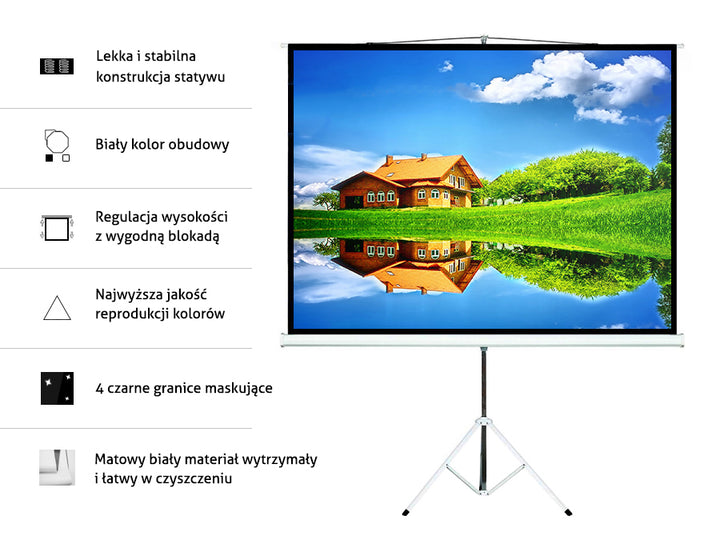 Ekran projekcyjny na stojaku Maclean MC-536, 72", 4:3, 145x110