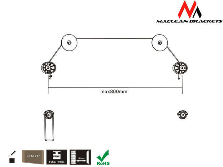 Uchwyt wieszak do telewizora LED Maclean, 37-75", MC-557