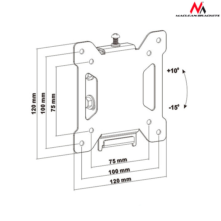 Uchwyt do telewizora Maclean, max VESA 100x100, 13-27", 20kg, czarny, MC-596