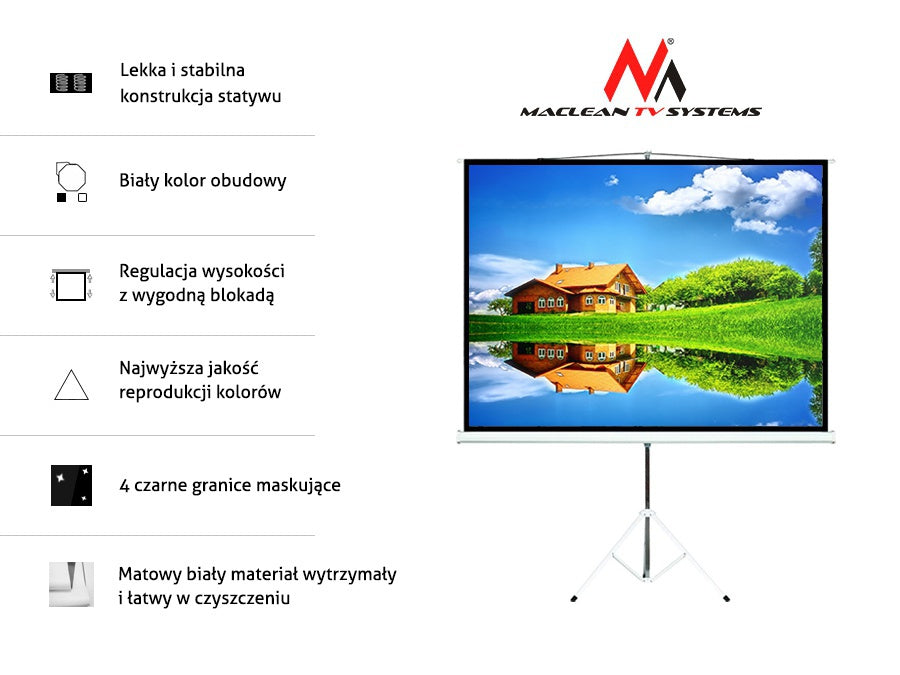 Ekran projekcyjny Maclean MC-595 na stojaku 100" 4:3 200x150