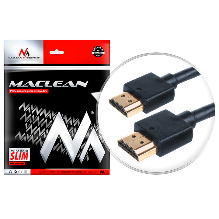 Kabel przewód HDMI 5,7 mm Cienki 1.4 3D FullHD SLIM 2m Maclean TV Systems