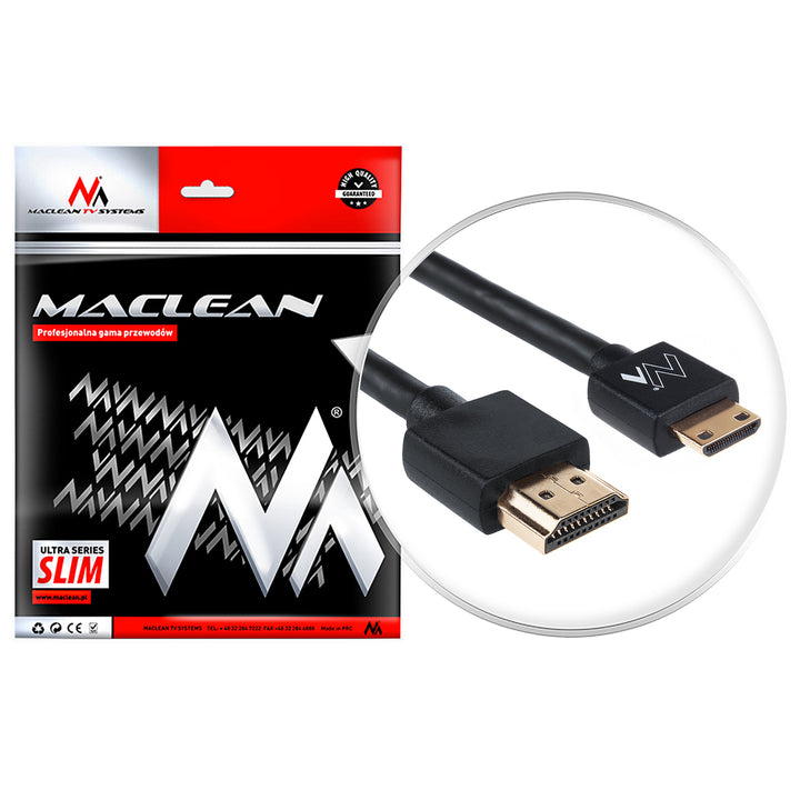 Przewód HDMI-miniHDMI ULTRA SLIM v1.4 0,5m Maclean MCTV-710 A-C