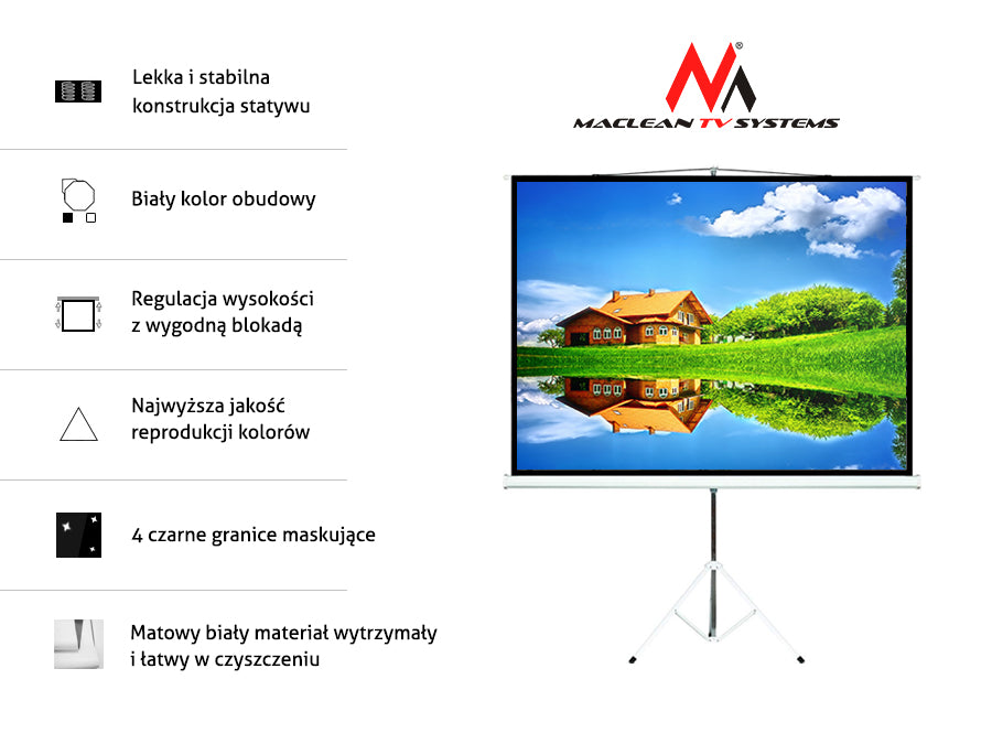 Ekran projekcyjny Maclean, Na stojaku, 120", 240x180, 4:3, MC-608