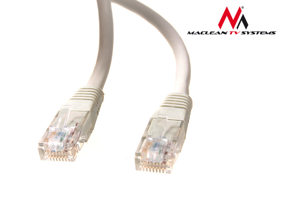 Przewód kabel patchcord UTP Maclean, wtyk-wtyk, Cat5e, 0.5m, szary, MCTV-646