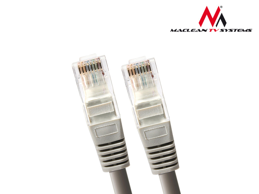 Przewód kabel patchcord UTP Maclean, wtyk-wtyk, Cat5e, 0.5m, szary, MCTV-646