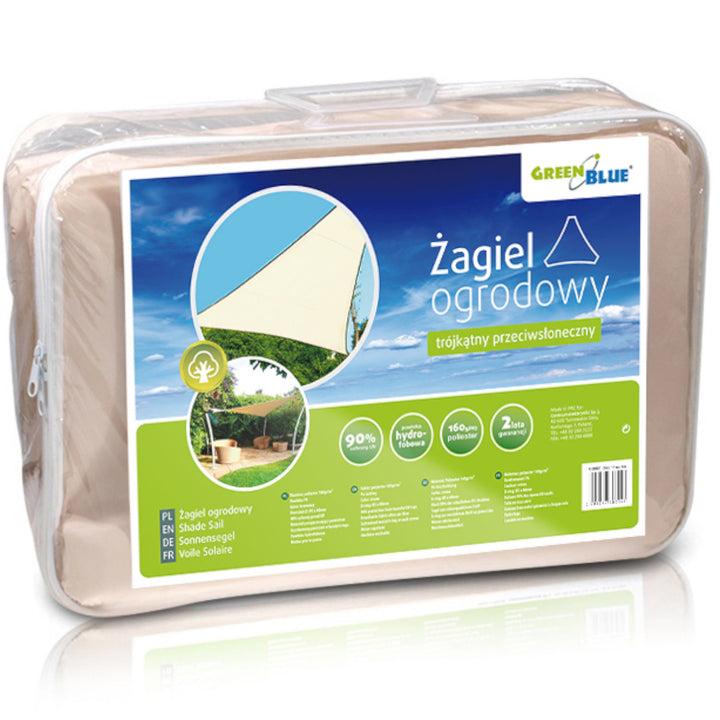 Żagiel ogrodowy zacieniacz UV poliester 5m trójkąt GreenBlue GB502 kremowy
