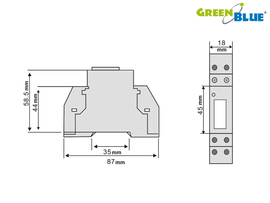 Licznik energii na szynę DIN wyświetlacz LCD GreenBlue GB103