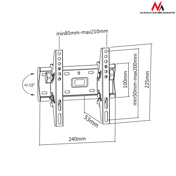 Uchwyt do telewizora Maclean, max. VESA 200x200, 13-42", do 25kg, czarny, MC-667N