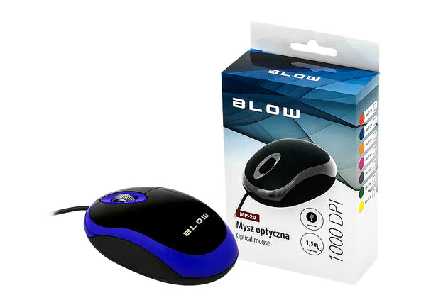 Mysz optyczna przewodowa mp-20 blow usb 1000 DPI niebieska