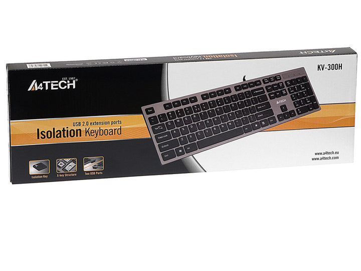 Klawiatura KV-300H Slim USB Hub USB A4-Tech ultra płaska