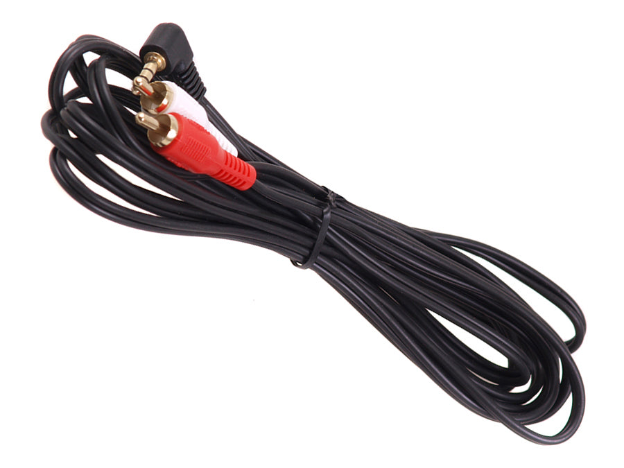 Przewód mini jack 3,5mm kątowy 2RCA 5m czarny MCTV-826