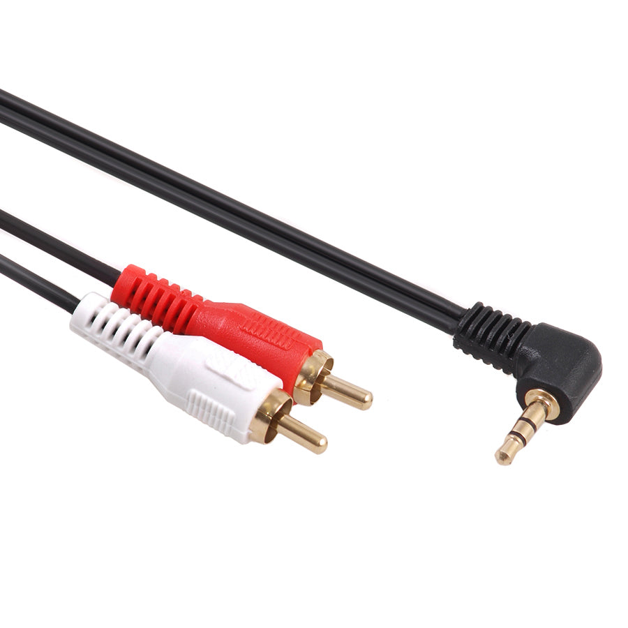 Przewód mini jack 3,5mm kątowy 2RCA 5m czarny MCTV-826