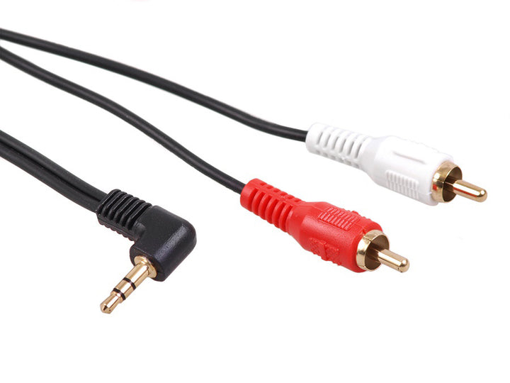 Przewód mini jack 3,5mm kątowy 2RCA 5m czarny MCTV-826