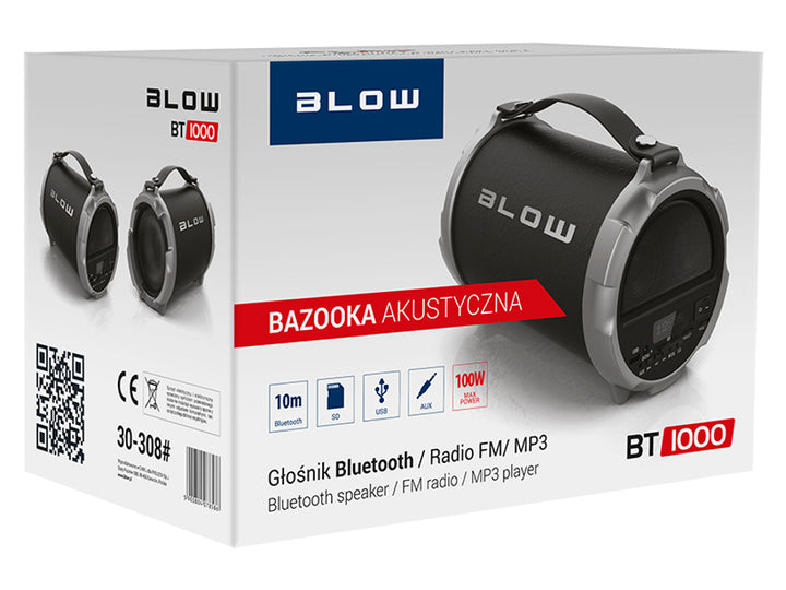 GŁOŚNIK BLUETOOTH BLOW BT1000 Bazooka 100W USB SD