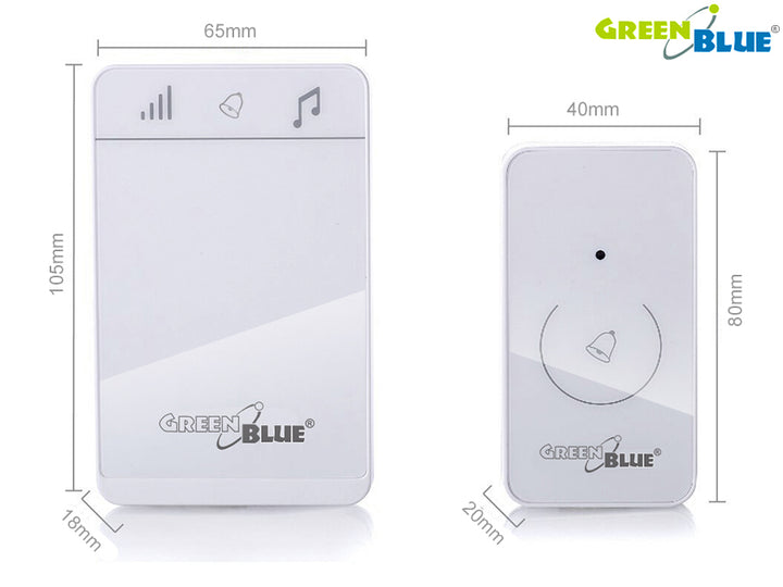 GreenBlue Dzwonek bezprzewodowy GB111 W dotykowy, zasięg 150m