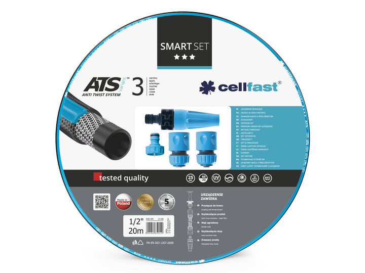 Zestaw ogrodowy 20m 1/2" Cellfast Smart Trójwarstwowy