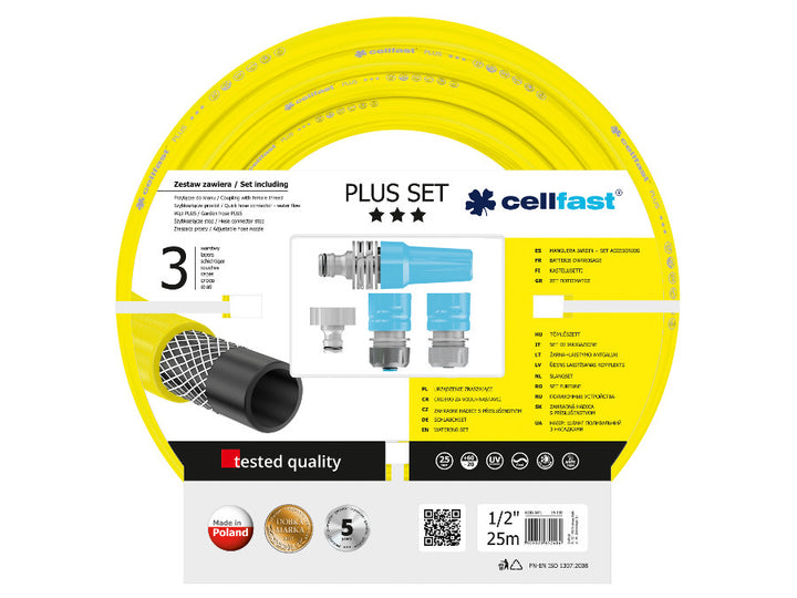 Zestaw ogrodowy 25m 1/2" Cellfast Plus trójwarstwowy