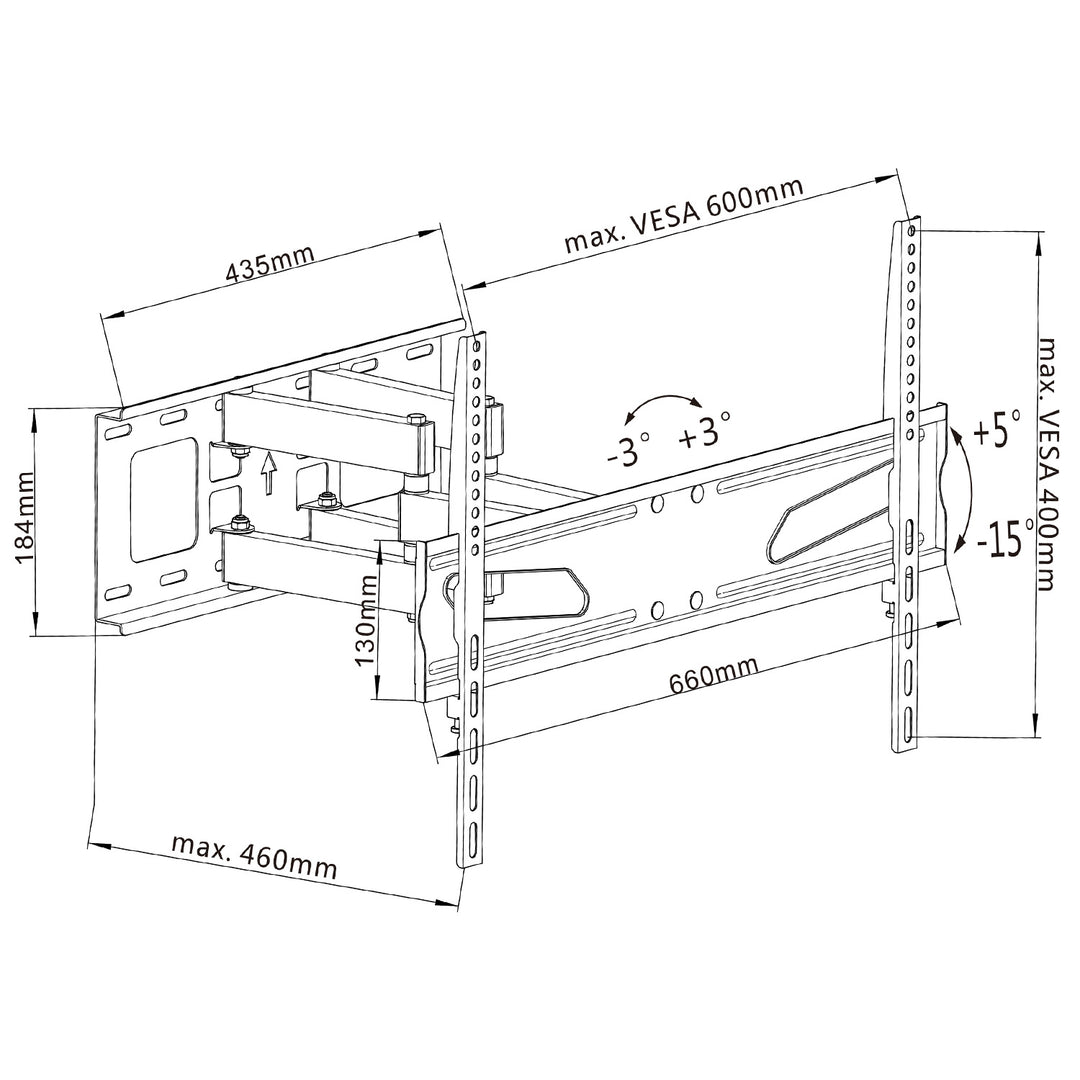 Uchwyt do telewizora Maclean, uniwersalny, max VESA 600x400, 37-80" 45kg, czarny, MC-723 B