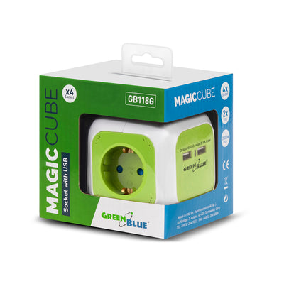 GREENBLUE MagicCube 4x gniazda 2x złącze USB 1,4 m