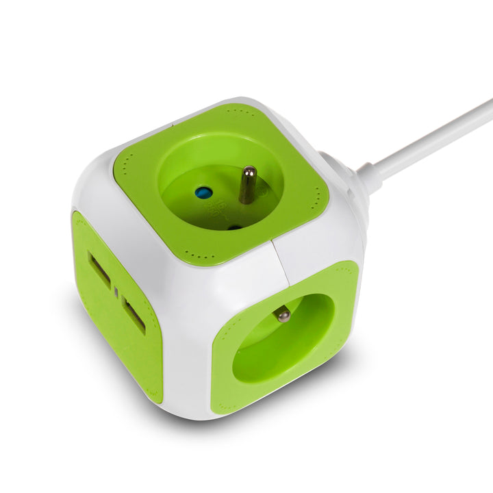 MagicCube poczwórne gniazdko prądowe GreenBlue, 2 wejścia USB, 1,4m, GB118