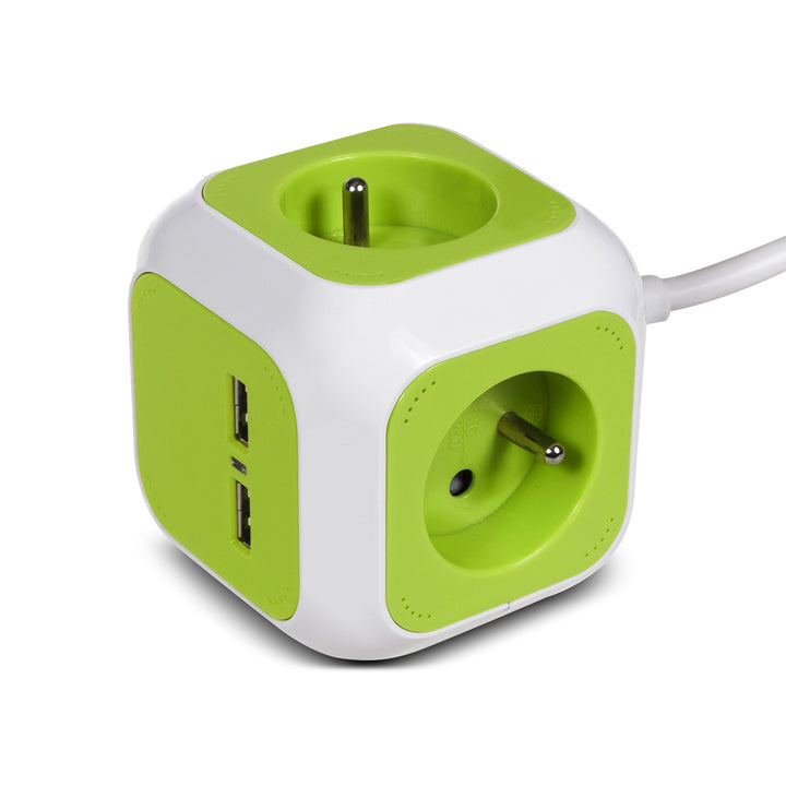 MagicCube poczwórne gniazdko prądowe GreenBlue, 2 wejścia USB, 1,4m, GB118