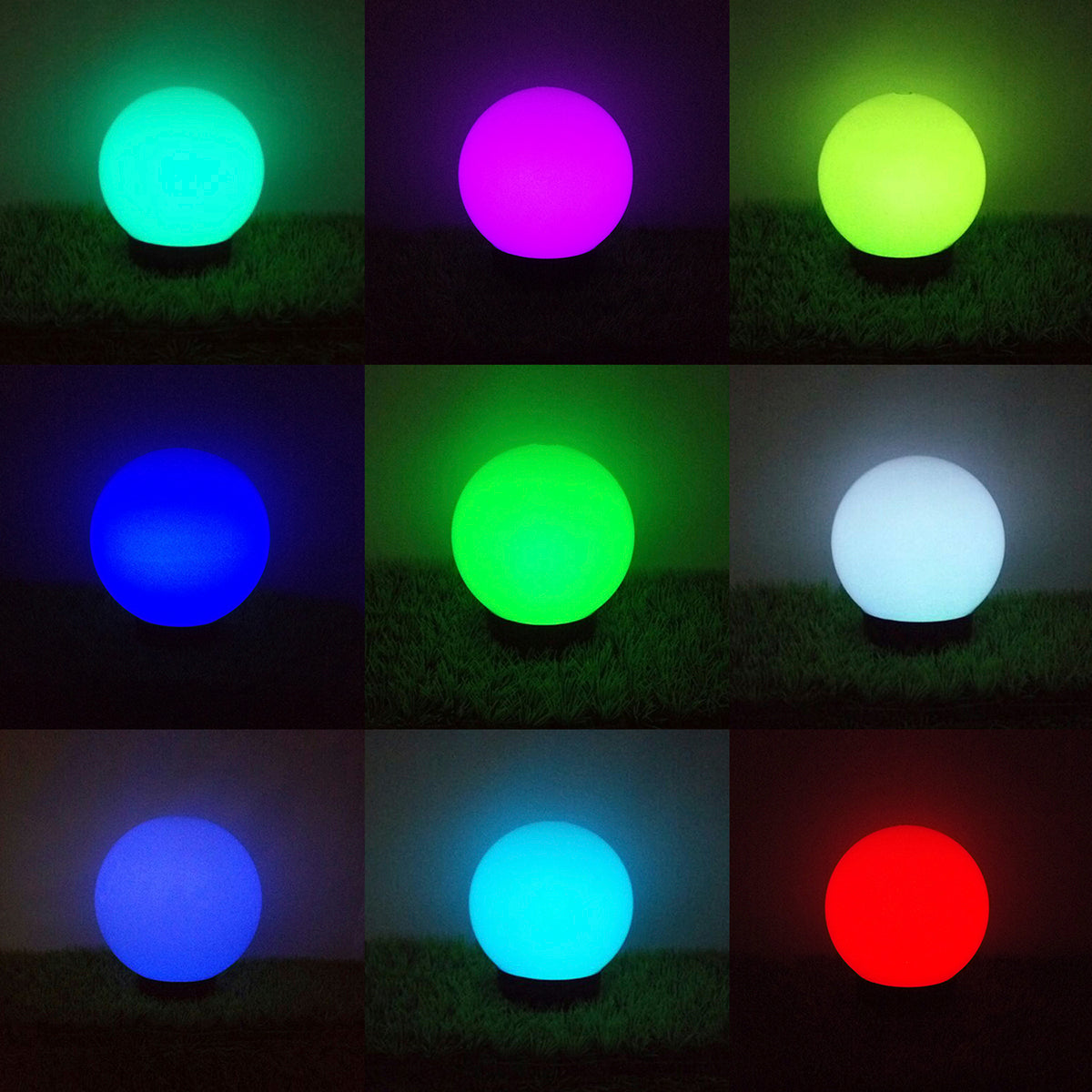 Solarna lampa GreenBlue, wolnostojąca, ogrodowa, kula 25x25x58cm, RGB LED, GB165