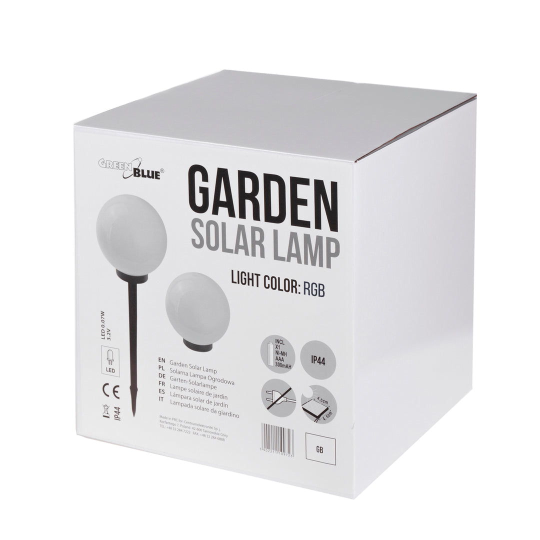 Solarna lampa GreenBlue, wolnostojąca, ogrodowa, kula 25x25x58cm, RGB LED, GB165