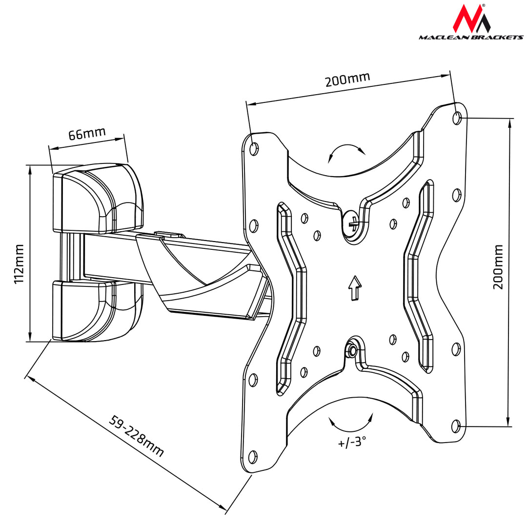 Uchwyt do TV Maclean, do telewizora lub monitora, 13-42", 25kg, czarny, MC-741