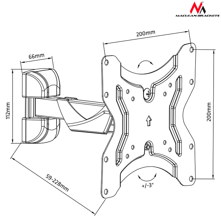 Uchwyt do TV Maclean, do telewizora lub monitora, 13-42", 25kg, czarny, MC-741