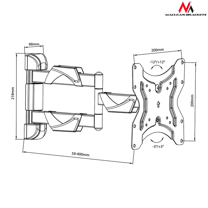 Uchwyt do TV Maclean, do telewizora lub monitora, 13-55", 30kg, czarny, MC-742