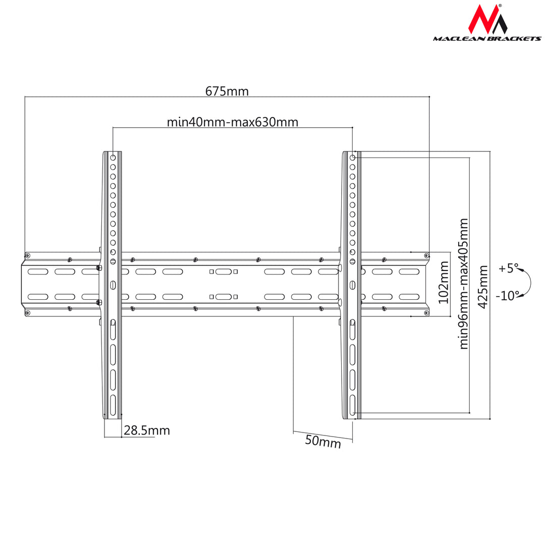 Uchwyt do telewizora lub monitora Maclean, max VESA 600x400, 37-75", 35kg, czarny, MC-749