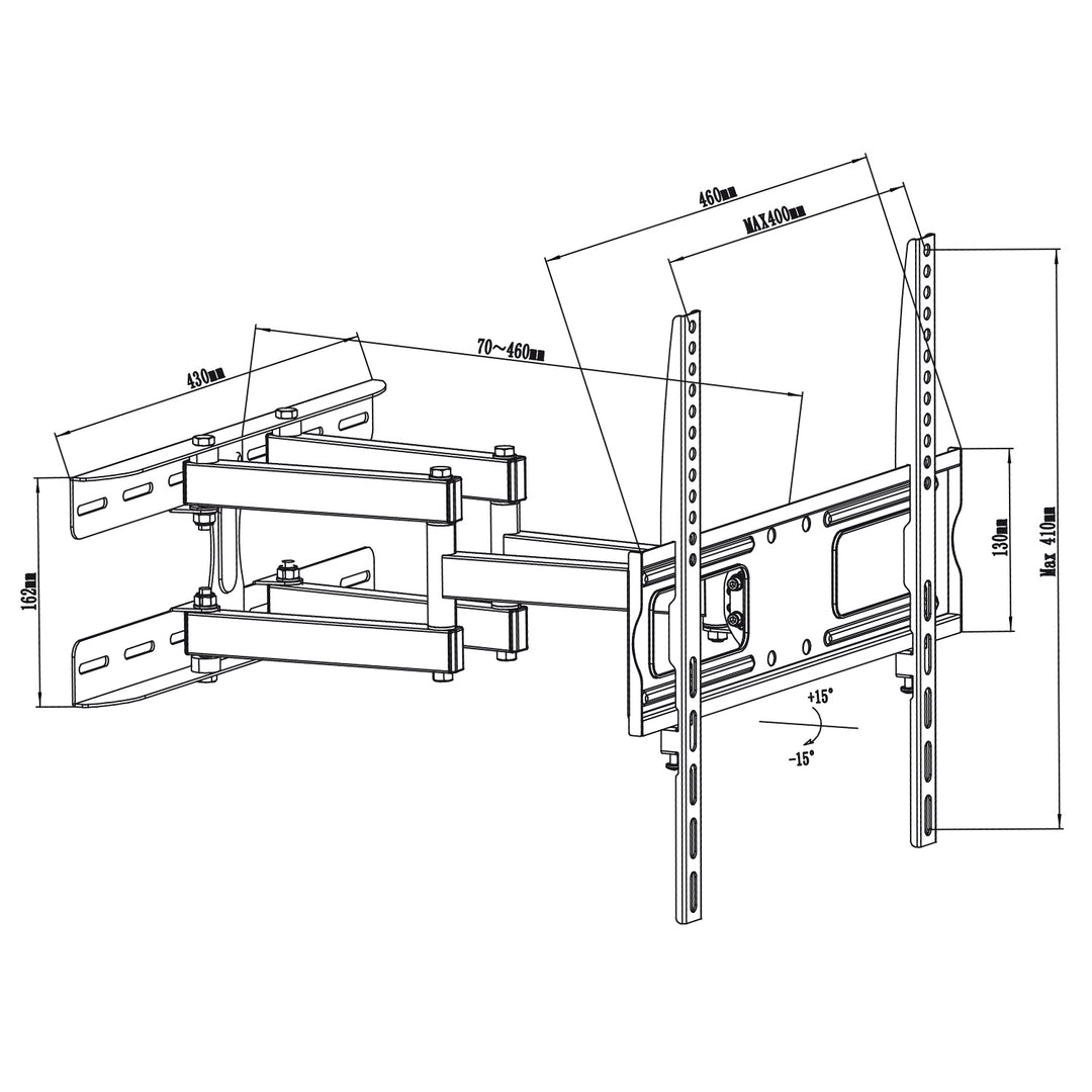 Uchwyt do telewizora lub monitora Maclean, uniwersalny, max VESA 400x400, 26-55", 30kg, czarny, MC-760