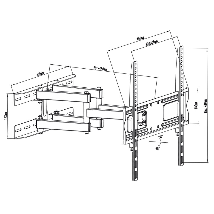 Uchwyt do telewizora lub monitora Maclean, uniwersalny, max VESA 400x400, 26-55", 30kg, czarny, MC-760