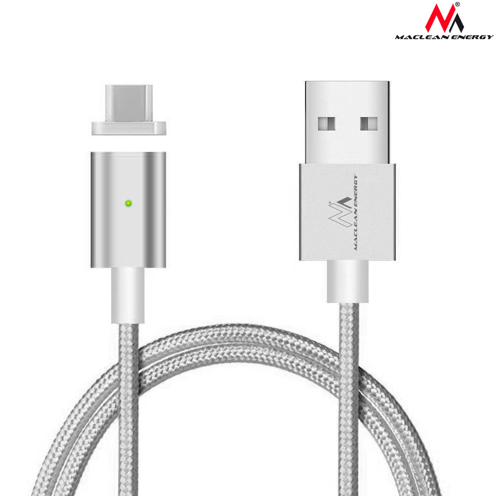 Kabel USB Type-C Maclean Energy MCE178  magnetyczny silver