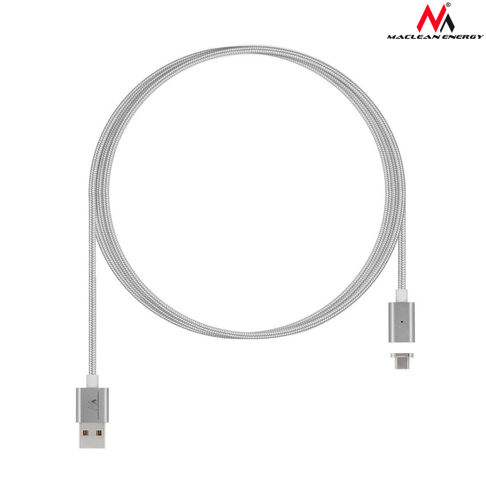 Kabel USB Type-C Maclean Energy MCE178  magnetyczny silver