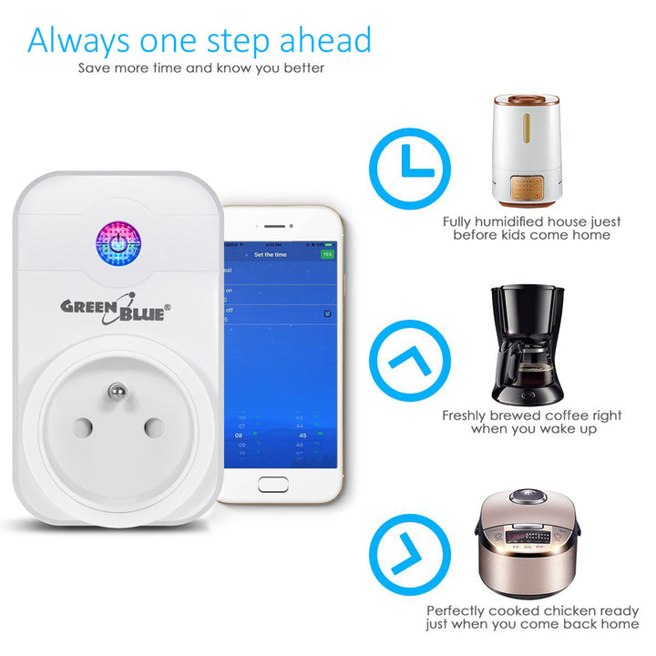 Zdalnie sterowane gniazdko WiFi Android iOS Alexa Google Home GreenBlue GB155