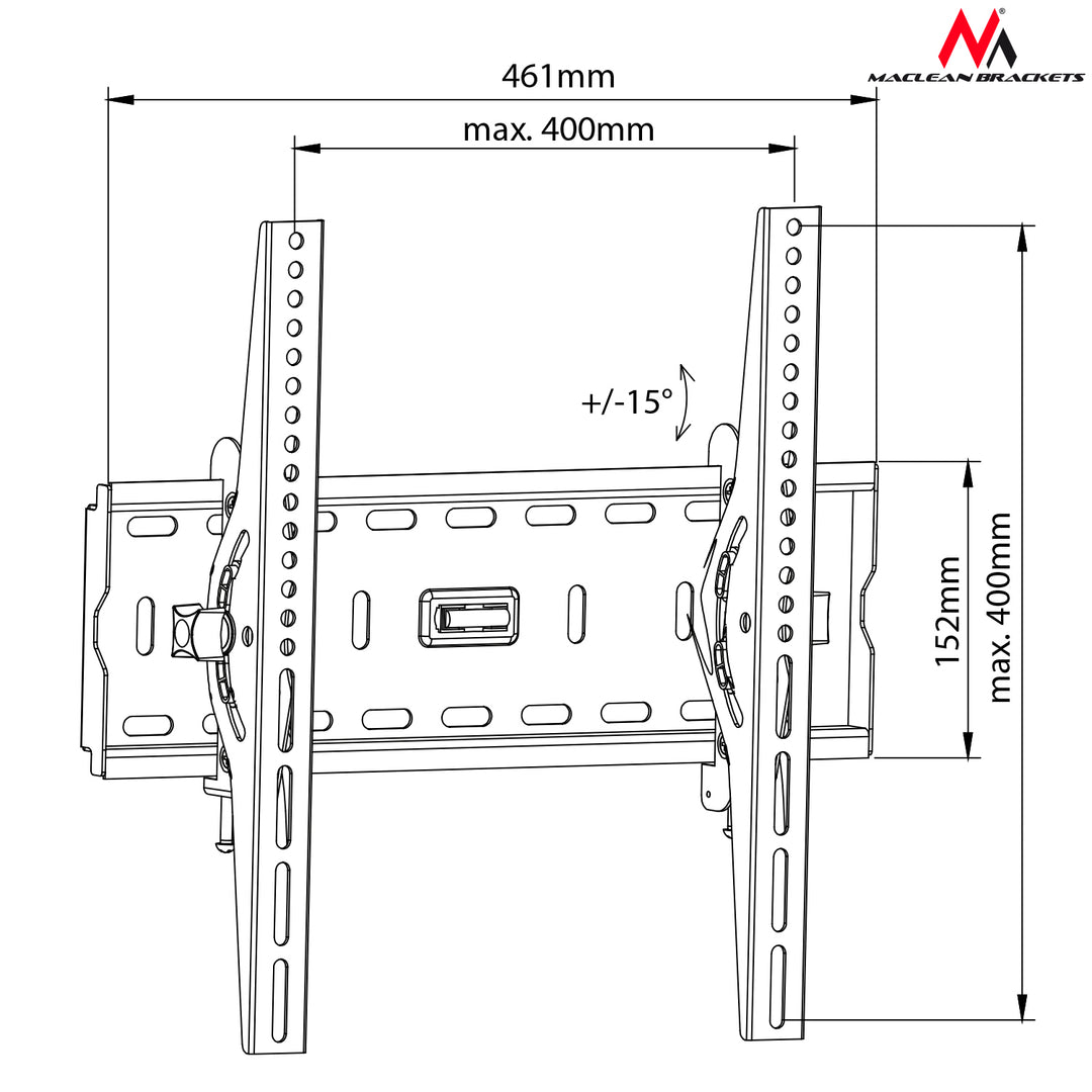 Uchwyt do telewizora 26-65" 45kg max vesa 400x400 czarny